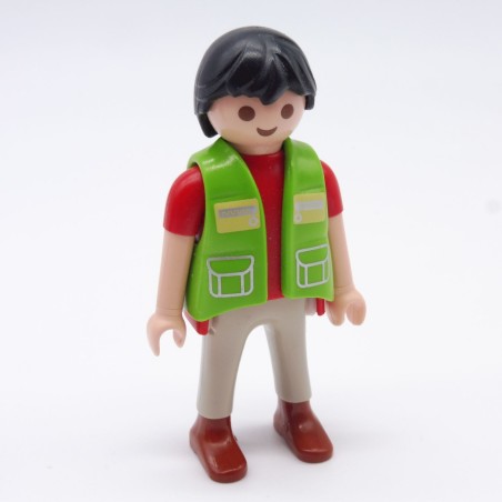 Playmobil 34501 Mens Gray and Red Short Sleeve Green Vest