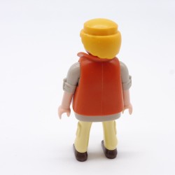Playmobil Man Yellow and Gray Vest Orange