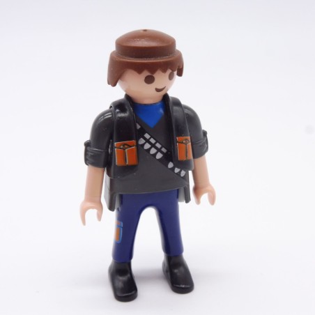 Playmobil 34507 Man Blue and Gray Vest Black and Orange