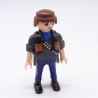 Playmobil 34507 Homme Bleu et Gris Gilet Noir et Orange