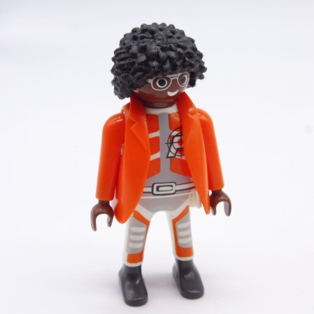 Playmobil 34515 African Man Top Agent White and Gray Orange Vest
