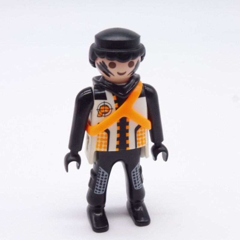 Playmobil 34516 Man Black White and Orange Secret Agent