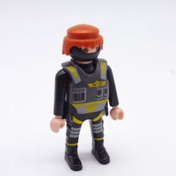 Playmobil 34526 Black and Gray Man with Special Force Mask Bulletproof Vest and Holster