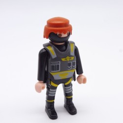 Playmobil 34526 Homme Noir et Gris avec Masque Force Spéciale Gilet Pareballe et Holster