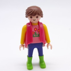 Playmobil 34559 Woman Pink Blue and Yellow Pink Vest Green Boots