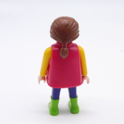 Playmobil Woman Pink Blue and Yellow Pink Vest Green Boots