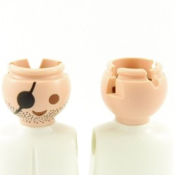 Playmobil 4395 Playmobil Lot of 2 Men's Heads Bad Shaved Headband on Eye Place for Side Whiskers
