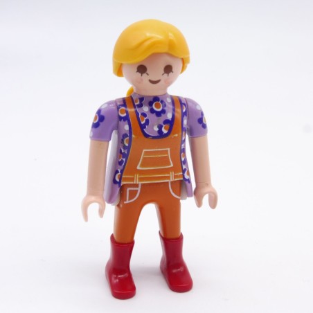 Playmobil 34597 Violet Woman Red Boots Orange Overalls