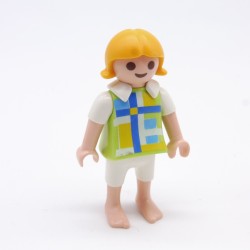 Playmobil 34600 Enfant Fille Vert Bleu Blanc Col Blanc Pieds Nus 4674