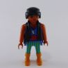 Playmobil Blue and Green Hispanic Pirate Man with Black Vest