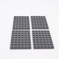 Lego 34753 Plate 6X8 3036 Dark Bluish Gray Gris Foncé Lot de 4