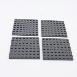 Lego 34774 Plate 8X8 41539 Dark Bluish Gray Gris Foncé Lot de 4