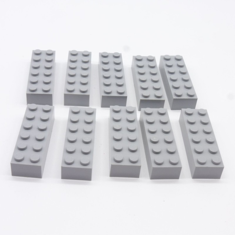 Lego 34788 Brick 2X6 2456 Light Bluish Gray Gris Clair Lot de 10