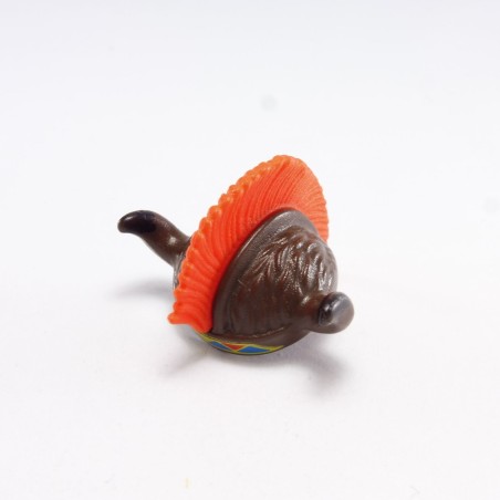 Playmobil 29771 Playmobil Coiffe Marron de Sorcier Indien avec Plume Rouge Colorié