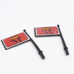 Playmobil 12106 Set of 2 Black and Red Flags with Crown