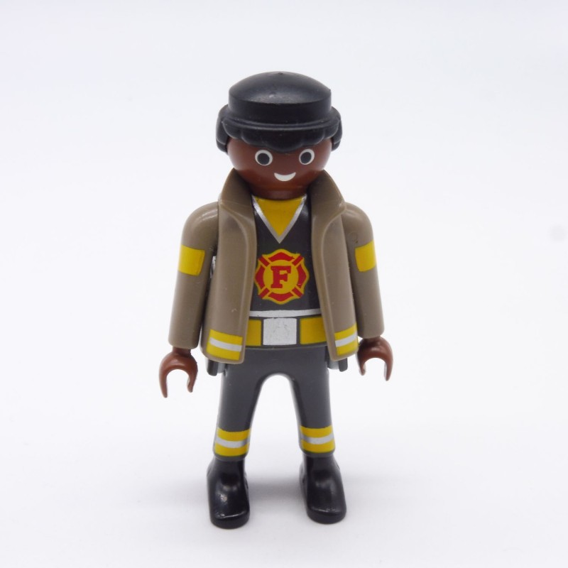 Playmobil 35123 Homme Pompier Africain Gris et Jaune