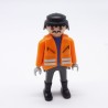 Playmobil 35127 Homme Gris et Bleu Gilet Matelassé Orange Mains Grises