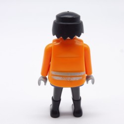 Playmobil Homme Gris et Bleu Gilet Matelassé Orange Mains Grises