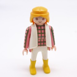 Playmobil 35141 Woman Pink Green White Vest Yellow Boots