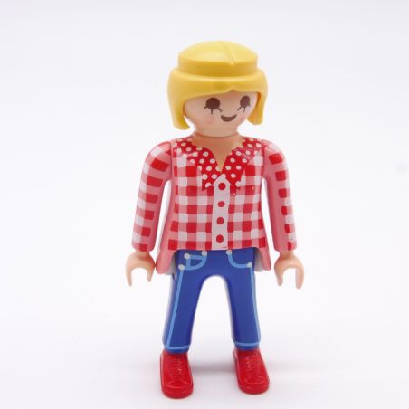 Playmobil Femme Rose et Bleu Chaussures Rouges