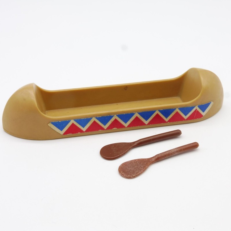 Playmobil 12560 Vintage Brown Indian Canoe with Paddles Dirty and Worn