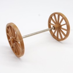 Playmobil 1725 Essieu avec Roues diamètre 55mm chariot diligence Tige un peu rouillée