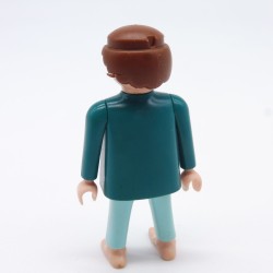 Playmobil Man in Blue and Green Pajamas with Damaged Hair