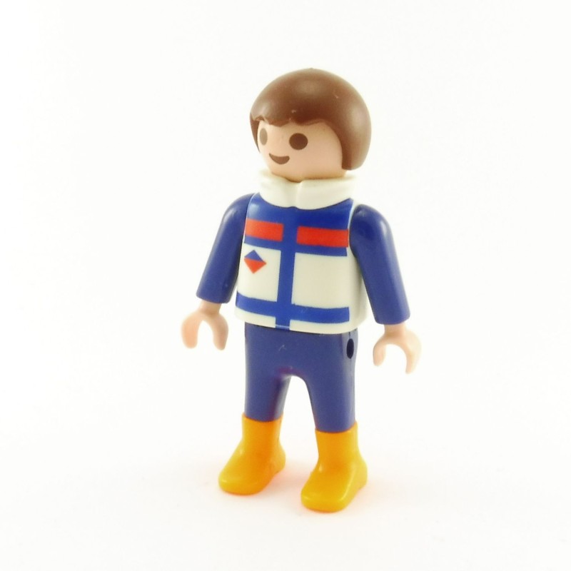 Playmobil 16774 Playmobil Enfant Garçon Bleu et Blanc Bottes Oranges