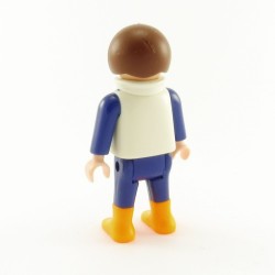 Playmobil Enfant Garçon Bleu et Blanc Bottes Oranges