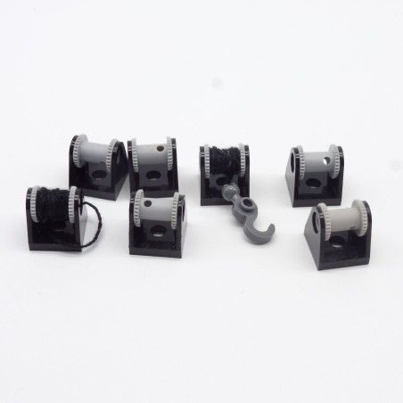 Lego LEG0181 7X 2584c002 String Reel 2x2 Holder Black and 2584 Drum Light Gray Lego LEG0181 7X 2584c002 String Reel 2x2 Holder Black and 2584 Drum Light Gray