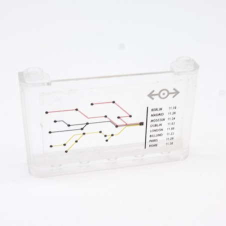 Lego LEG0192 64453 Windscreen 1x6x3 Transparent avec Plan Gare 7937 Sticker un peu usé