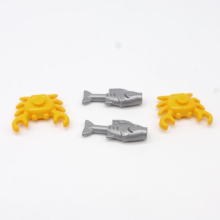 Lego LEG0194 2x 33121 64648 Orange Crab and Silver Gray Fish