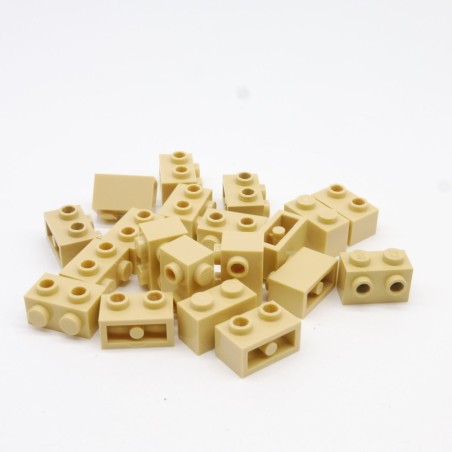 Lego LEG0215 20X 11211 Brick Modified 1x2 with Studs on 1 Side Tan Beige