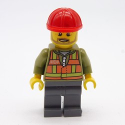 Lego LEG0279 TRN239 Figurine Homme Travaux Train 60098 Jambes un peu abimées