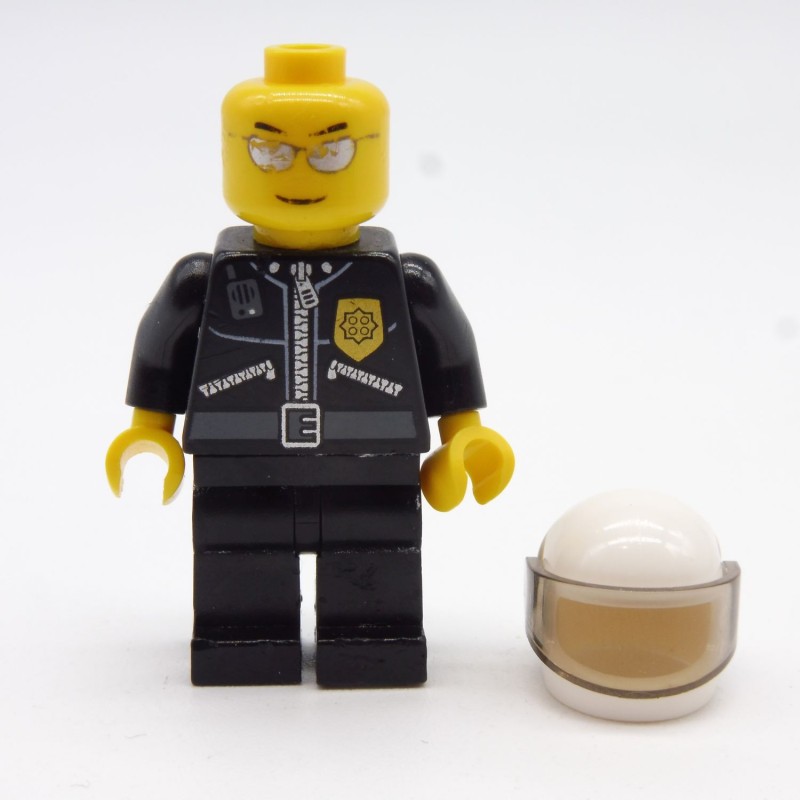 Lego LEG0305 CTY0027 Figurine Homme Pilote Hélicoptère Police City 7741 Jambes et Tête un peu abimées