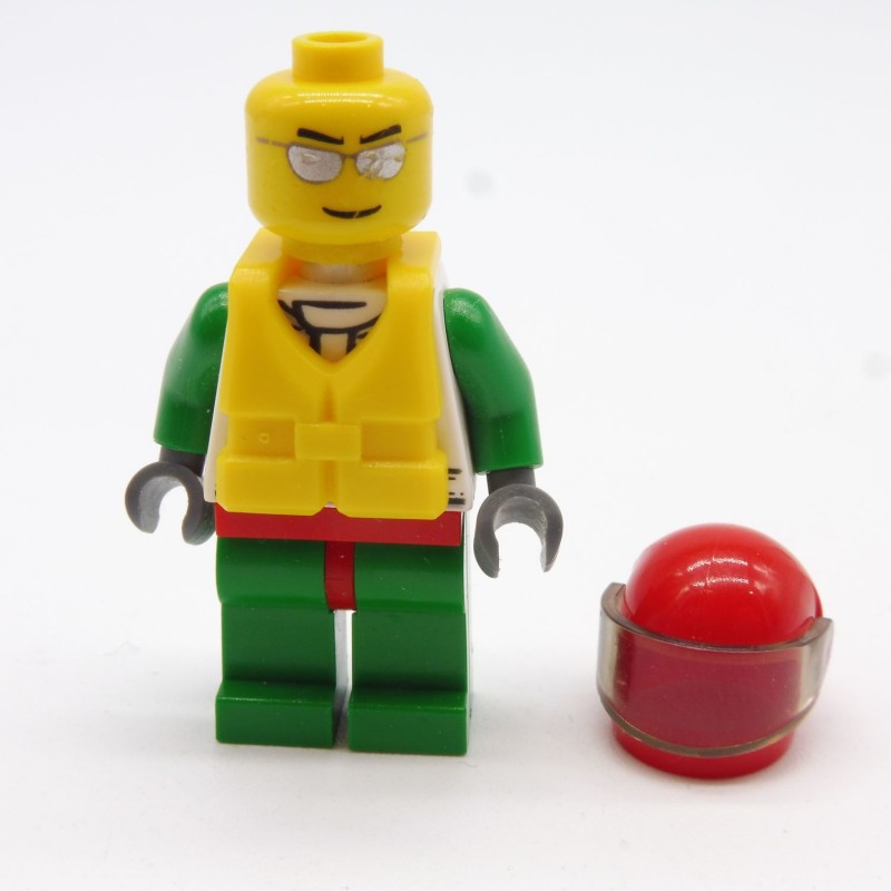 Lego LEG0313 CTY0373 Figurine Homme Pilote Bateau City 60005 Jambes et Tête un peu abimées