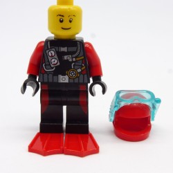Lego LEG0350 CTY0558 Figurine Homme Plongeur City 60091 tête un peu usée