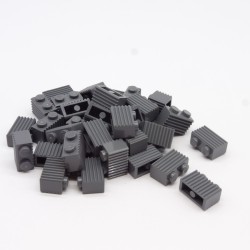 Lego LEG0483 35X 2877 Brick Modified Grille Flutes 1x2 Dark Bluish Gray Gris Foncé