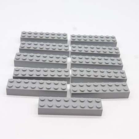 Lego LEG0507 11X 3007 Brick 2x8 Light Bluish Gray Gris Clair un peu abimées