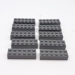 Lego LEG0508 10X 2456 Brick 2x6 Dark Bluish Gray Dark Gray a little damaged