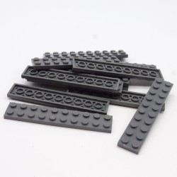 Lego LEG0522 12X 3832 Plate 2x10 Dark Bluish Gray Gris Foncé un peu usées