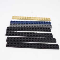 Lego LEG0528 7X 4282 Plate 2x16 Noir Bleu Gris Beige