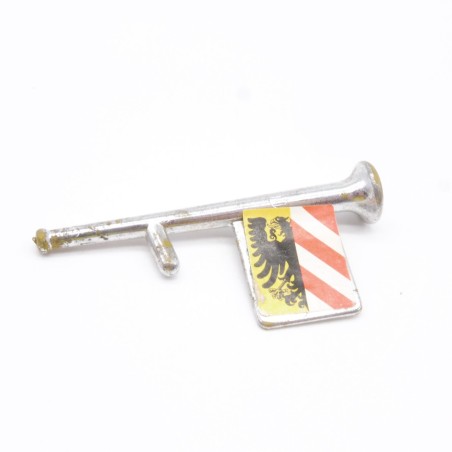 Playmobil 35966 Vintage Medieval Trumpet Silver Chrome 3052 3482 3265 3409 worn 1 sticker