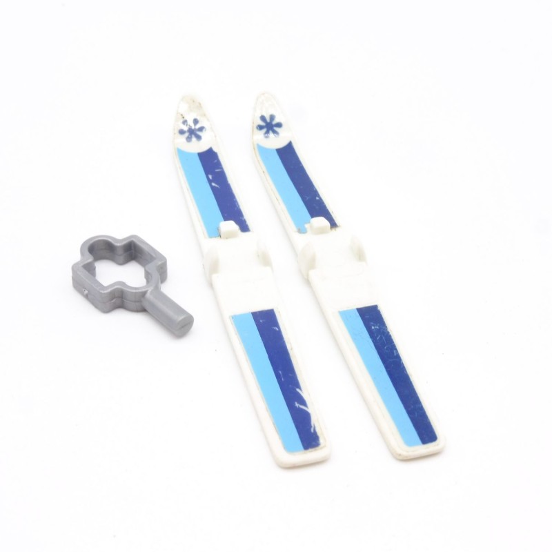 Playmobil 36032 Paire de Skis Blanc et Bleu Adulte avec attache Vintage 3467