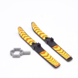 Playmobil 36035 Pair of Black Red and Yellow Adult Skis with Vintage Attachment 3561