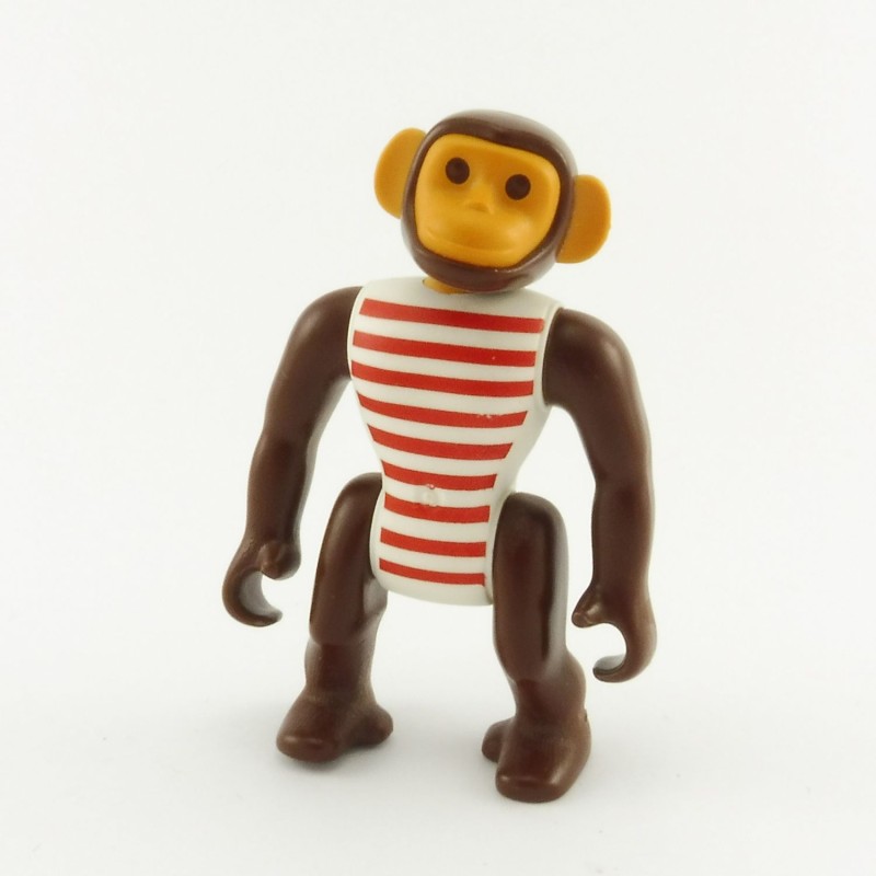 Playmobil 20689 Playmobil Singe Marron avec Tenue Rayée Rouge et Blanche