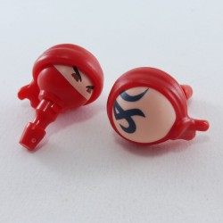 Playmobil 27012 Playmobil Lot of 2 Heads of Red Ninja Chaice Headband Red Tattoo