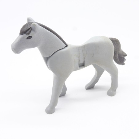 Playmobil 1642 2nd Generation Gray Horse with Slightly Dirty Gray Mane