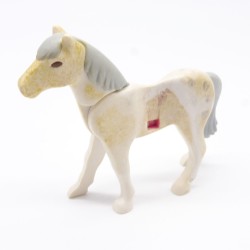 Playmobil 9299 2nd Generation White Horse with Colored and Dirty Gray Mane