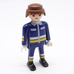 Playmobil 15295 Firefighter Man Blue White Gray and Yellow